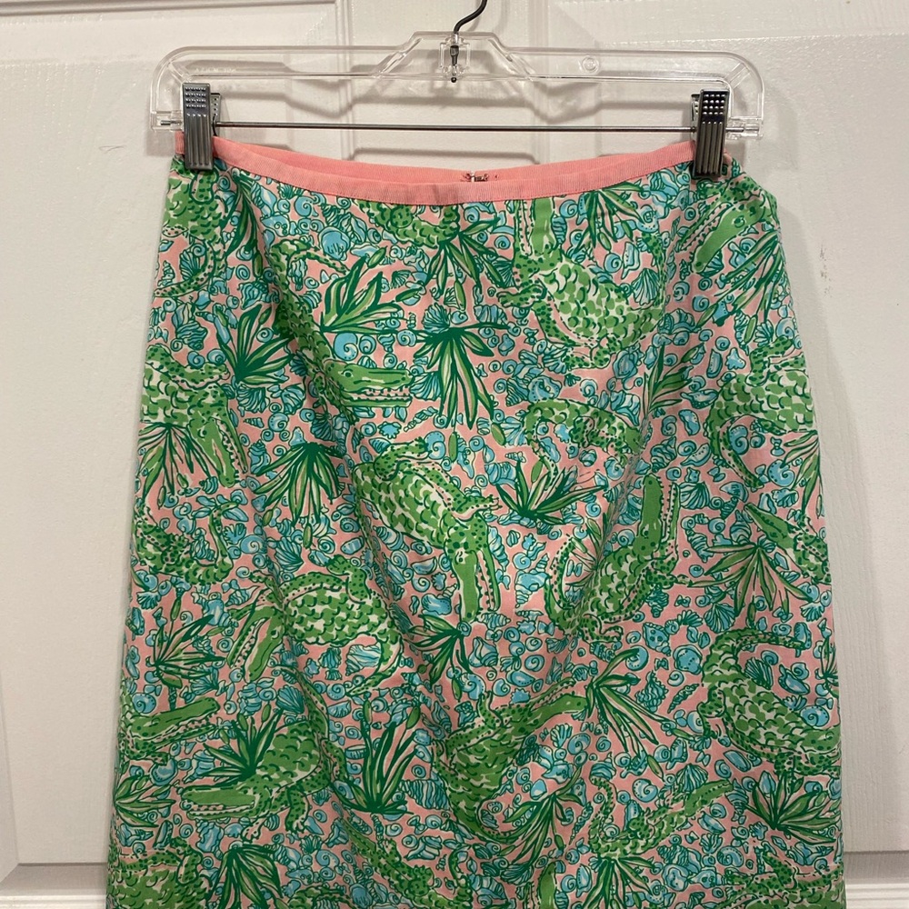 Lilly Pulitzer Tropical A-Line Skirt in Green and Pink